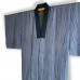 JUBAN DOUBLÉ EN SOIE RAYÉE BLEU-GRIS 007-178 (M)